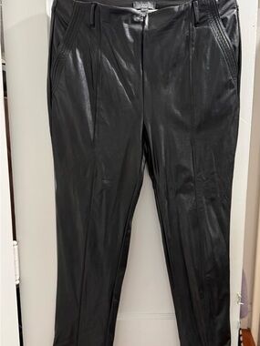 Black vegan Leather Straight-Leg Pants